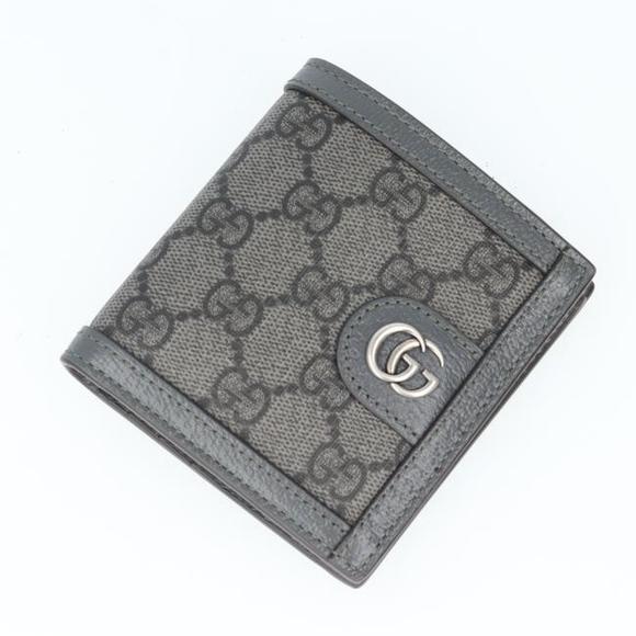 GUCCI GG Supreme Mini Wallet Bifold Male Black x Grey h - Picture 1 of 9